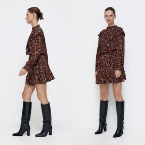Zara floral ruffled dress